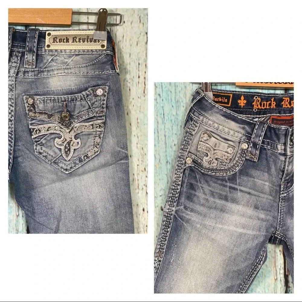 ROCK REVIVAL NWT Barbila Straight Embellished Jeans - Picture 7 of 16